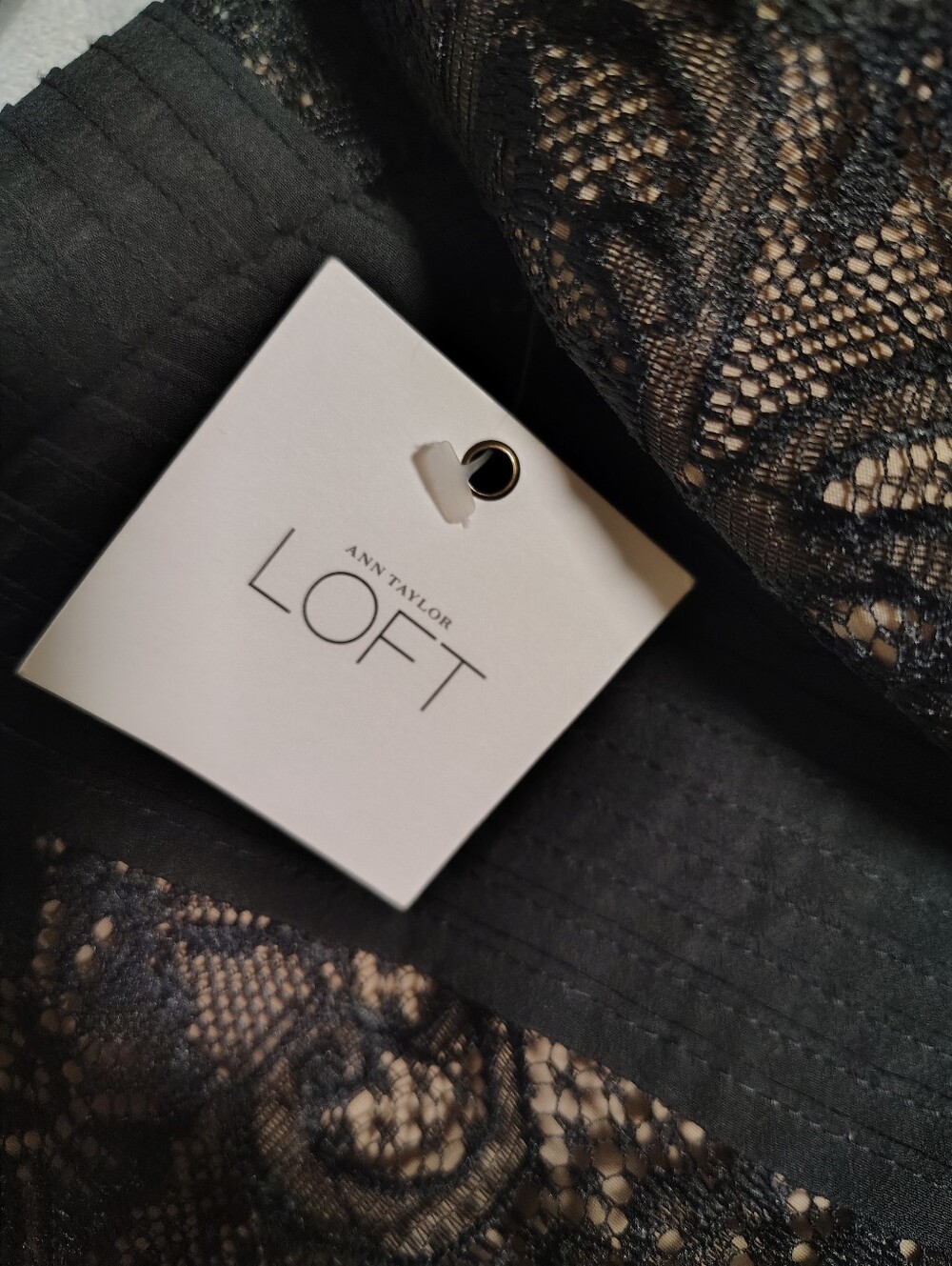 NWT $129 Ann Taylor LOFT Black Lace Illusion Flounce Hem Sheath Dress Women's 2P - Picture 6 of 10